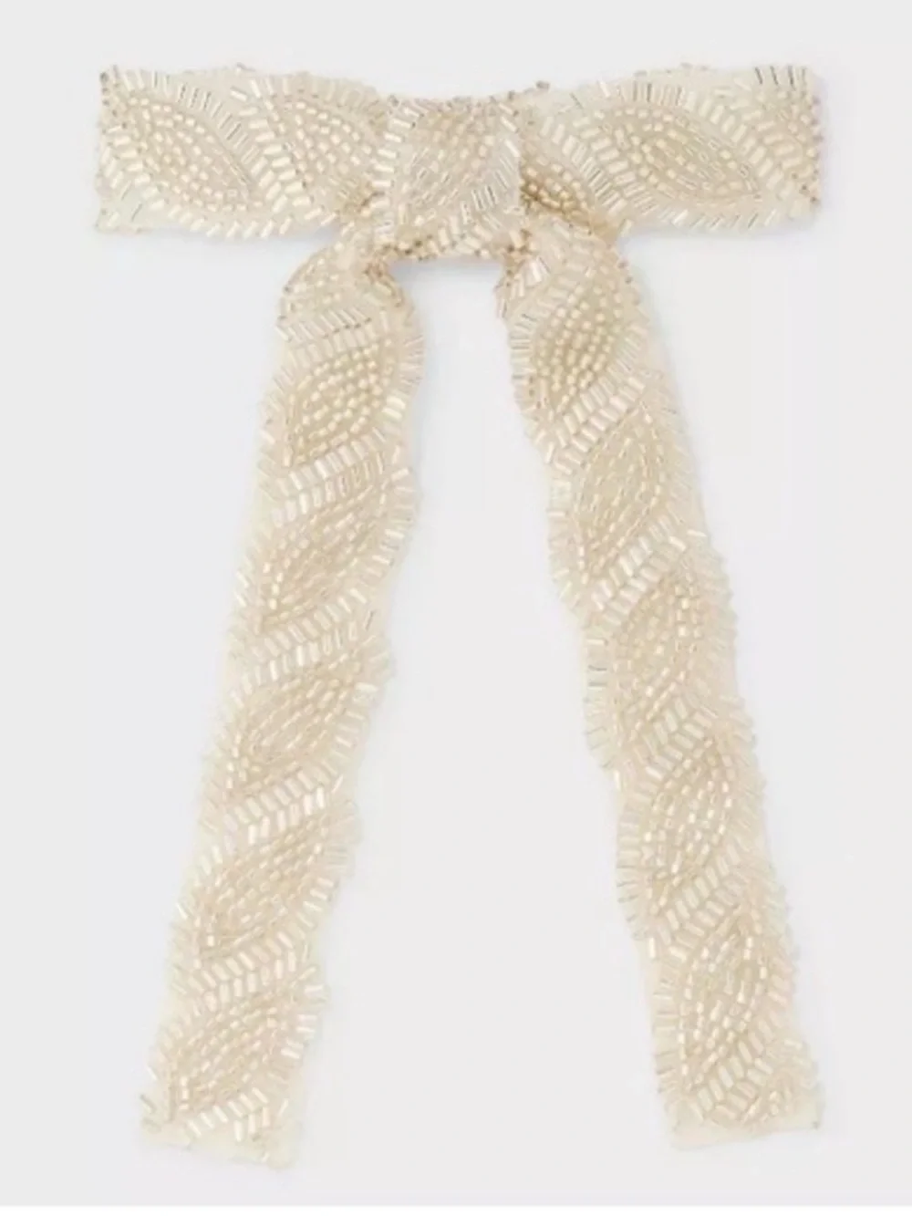 NEW! a new day Cream Beaded Ribbon Hair Bow
